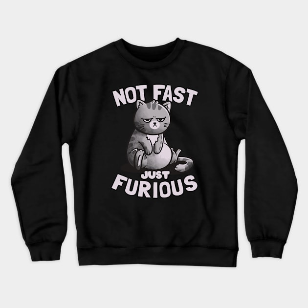 Not Fast Just Furious Cute Funny Cat Gift Crewneck Sweatshirt by eduely